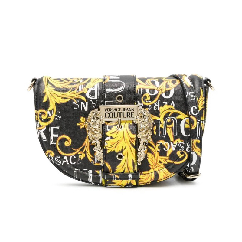 Versace Jeans Couture Logo Print Crossbody Bag / Tas selempang wanita / Tas selempang hitam