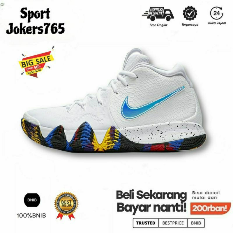 Sepatu Basketball NK kyrie 4 NCA white Sneakers Fashion Sport Men's