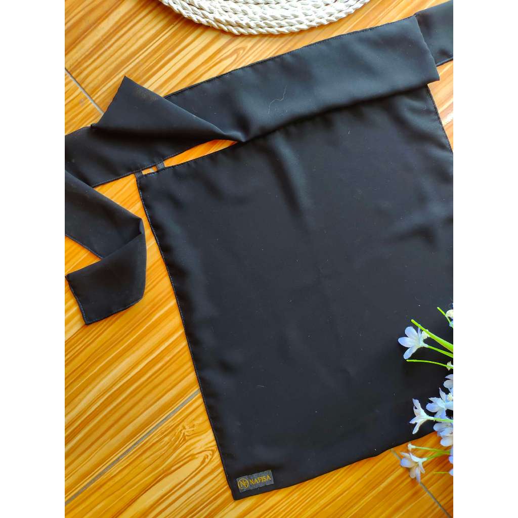 Cadar Bandana PONI dan  NON PONI Ped Lembek/Tali Panjang Sifon Silky Jetblack