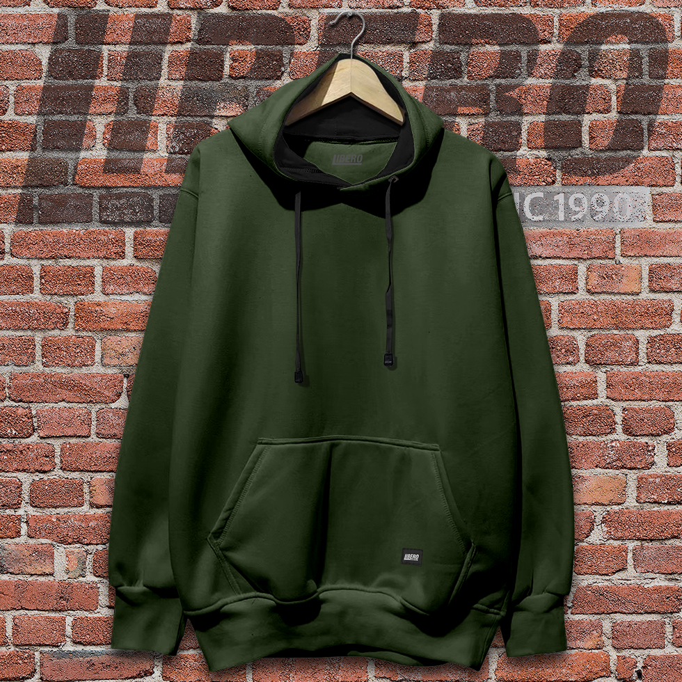 Sweater Hoodie Polos Pria Original Premium TEBAL Warna Army