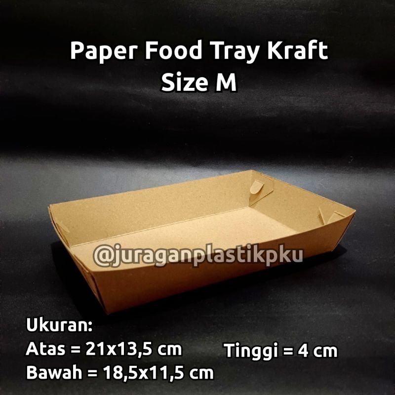 Paper Food Tray M Tanpa Tutup | Kraft Laminasi Ivory Putih Coklat Tempat Wadah Makanan Nasi Ayam Gep