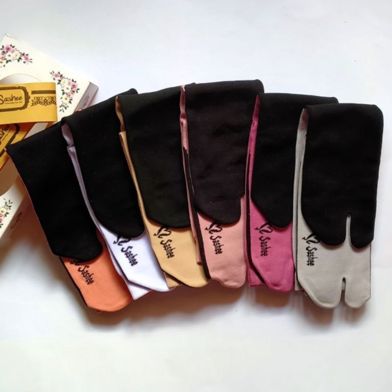 TIPE FQV660 [1 PASANG] ORIGINAL SASHEE TELAPAK / TAPAK HITAM Kaos Kaki Jempol Wanita Hijab Muslimah 