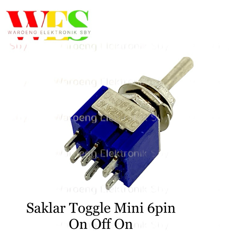TOGGLE MINI 6P ON OFF ON SAKLAR TOGGLE  6PIN - SKAKEL 6PIN - 6KAKI KECIL ON - OFF - ON