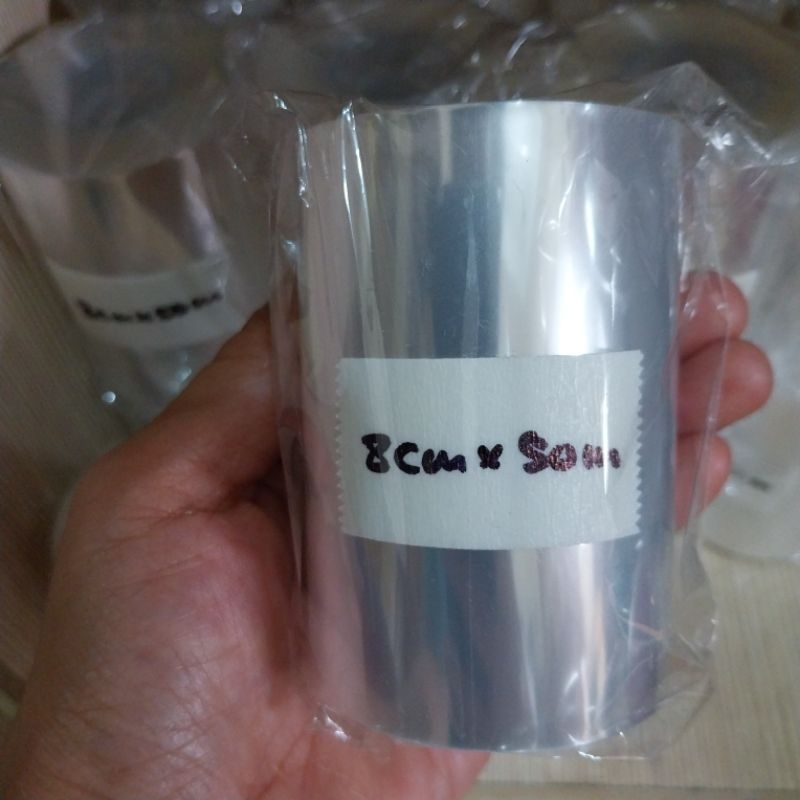 8cm x 50meter Plastik Opp tipis lemas (BUKAN MIKA) lentur bening pinggiran tiramisu cake