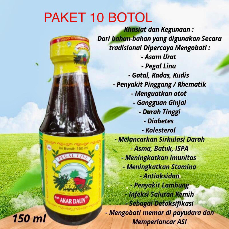 

PAKET HEMAT ONGKIR 10 BOTOL JAMU AKAR DAUN MANIS 150ml PEGELINU ASAM URAT