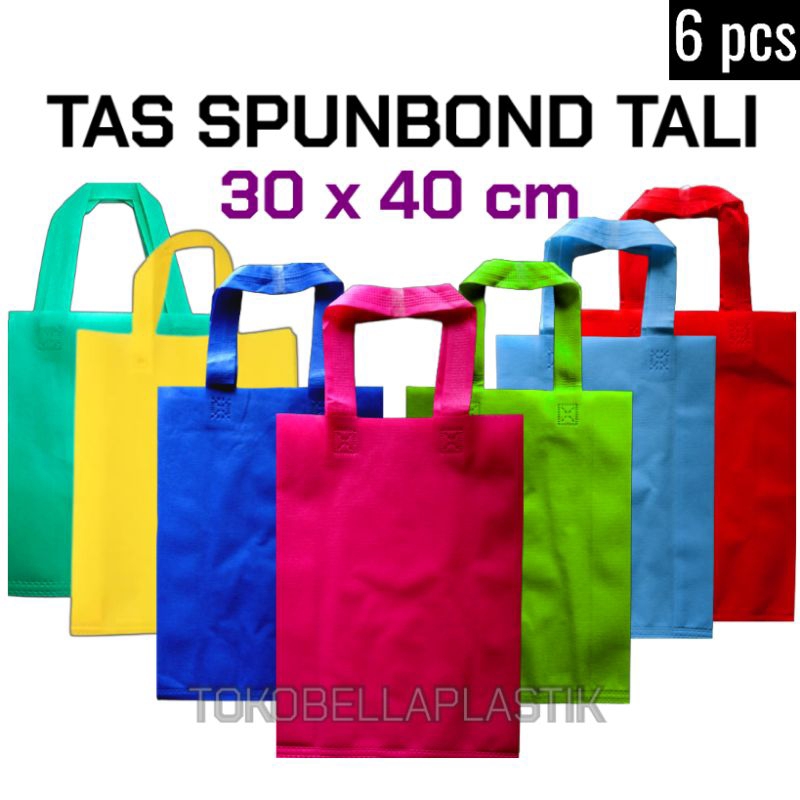 

[Isi 6 pcs] Tas Souvenir 30 x 40 cm Kain Spunbond Polos Goodie Bag Ulang Tahun Hajatan