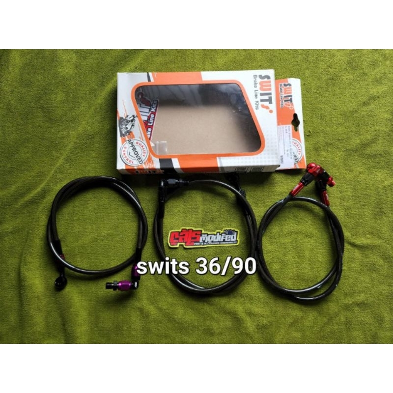 SELANG REM HITAM PANJANG 36INCH FITTING 90 DERAJAT SELANG REM 90CM 36/90 ORIGINAL SWITS THAILAND