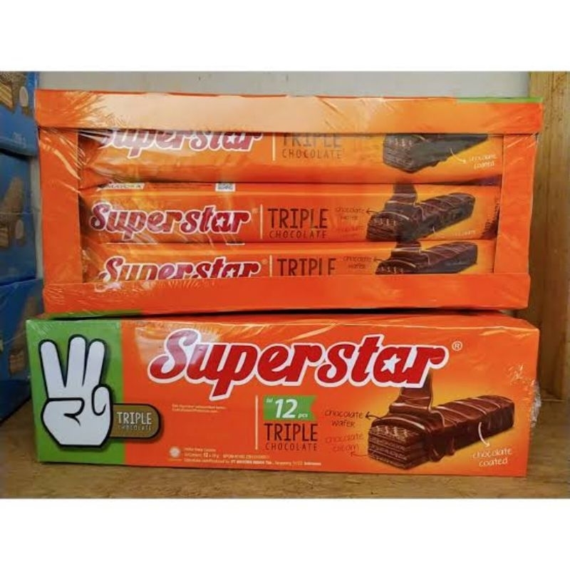 

2Xbtygneal Sakha Snack ) Superstar Wafer Coklat Triple Per Box Isi 12 Pcs