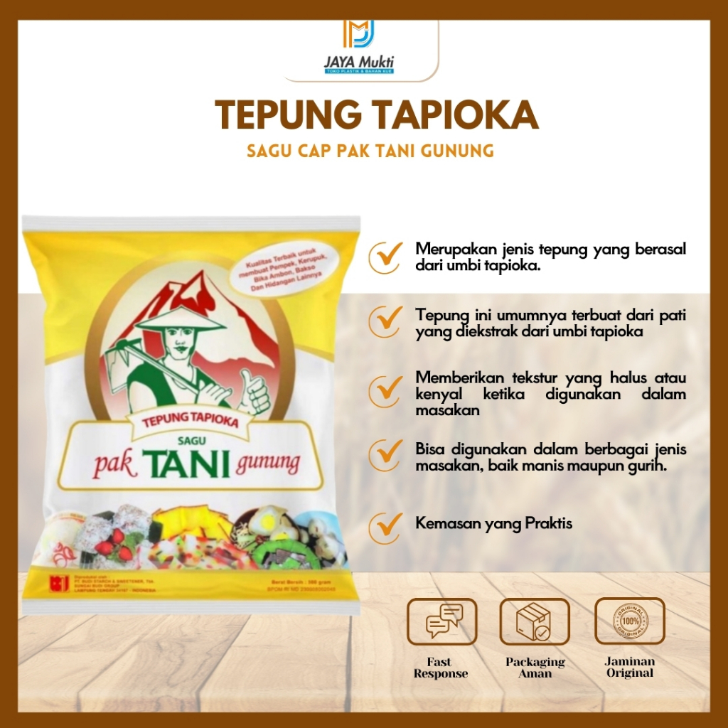 

Tepung Tapioka Sagu Cap Pak Tani Gunung 500 Gram Kemasan Praktis dan Ekonomis