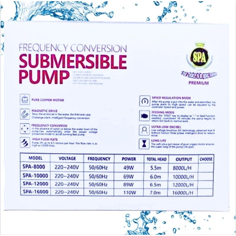 Pompa kolam KOI  SUBMERSIBLE PUMP SPA 16000 Plus Remote Control