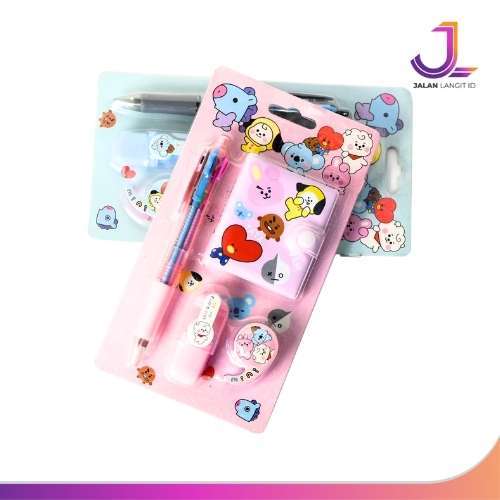 

(COD) Set Alat Stationery Bts Lengkap 4 iN 1 Lucu Alat Tulis Pakaet Cocok Untuk Wanita