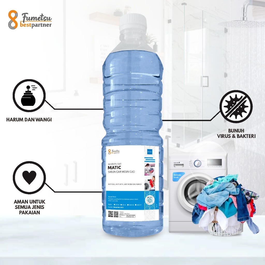 Deterjen Cair Laundry Aroma Wangi Segar 1 Liter Botol Pet + Free Bubble Wrap