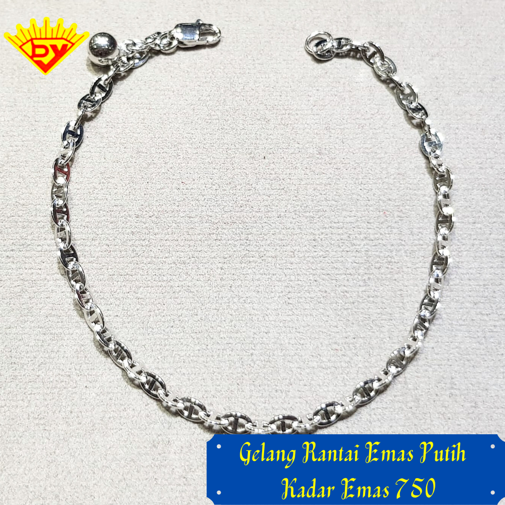 Gelang Rantai Emas Putih 694 Kadar Emas 750