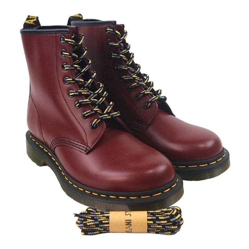 Tali sepatu Dr.Martens Tali sepatu kulit Docmart 8 eye 140 cm HITAM KUNING ABU