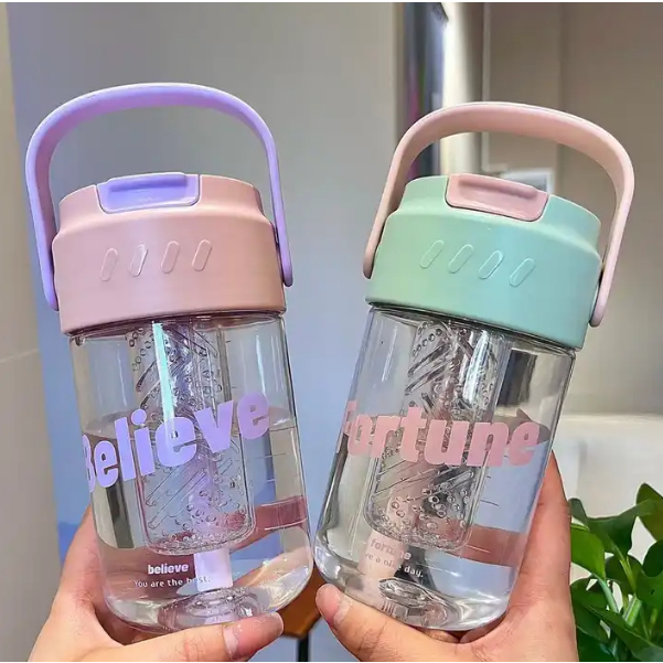 Botol Sedotan / Botol Air Pemisahan Teh / Botol Air Kapasitas Besar 600ml