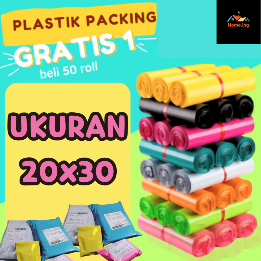 

(20x30cm) Plastik Polymailer isi 100 pcs Kantong Plastik Packing Polymailer Warna-Warni/ Plastik Packing Olshop Glossy Ada Lem Perekat/ 1 Rol plastik 100 lembarl