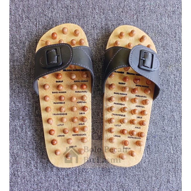 Sandal Kesehatan / Sandal Rematik Kayu / Sandal Refleksi Pijat Kaki / Sandal Terapi / Sandal Kayu