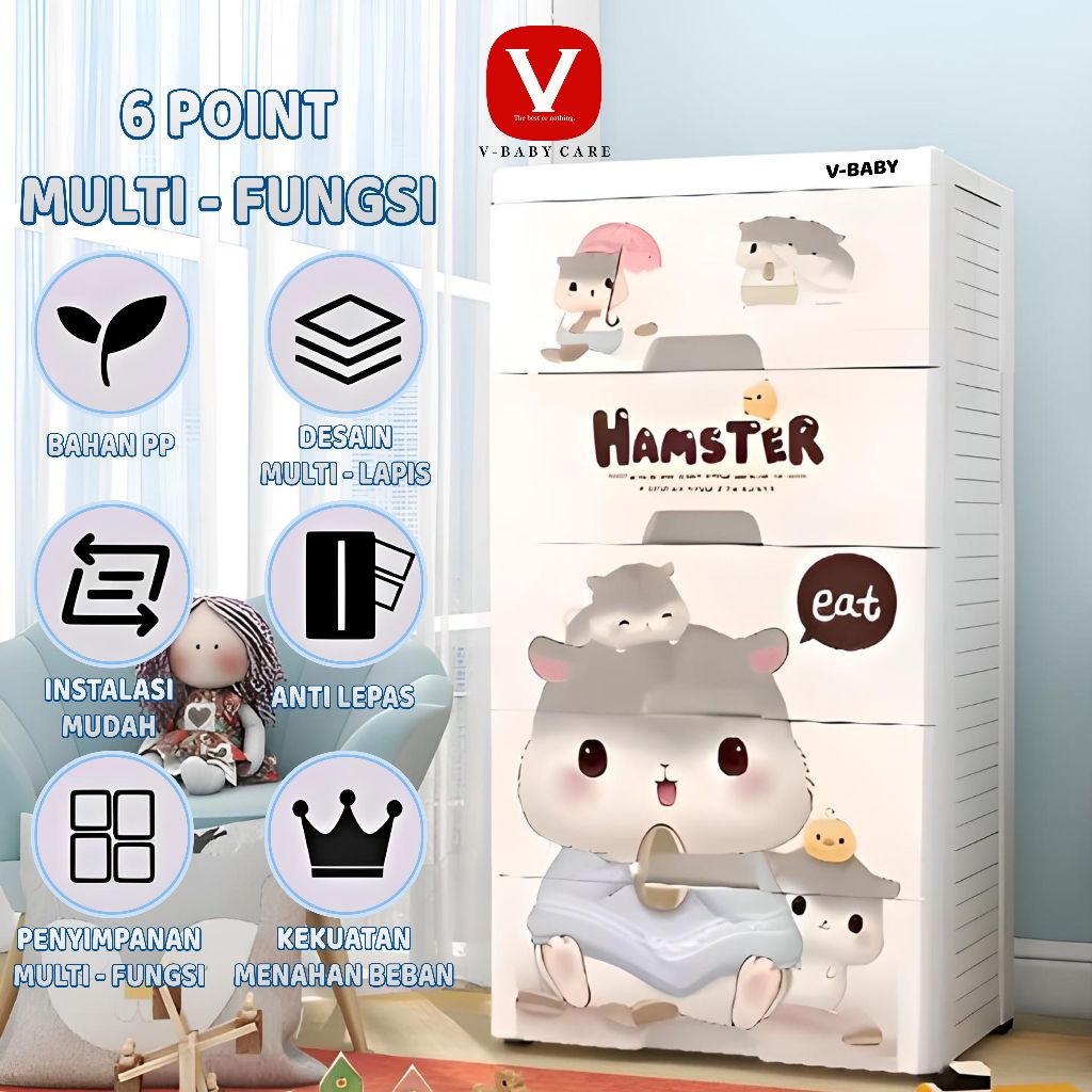V-BABY CARE Lemari plastik anak/lemari plastik bayi/lemari pakaian anak/lemari anak premium/lemari b