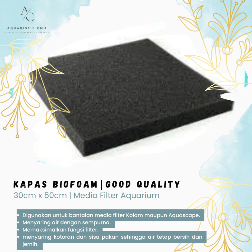 Kapas Busa Bio Foam Biofom Super Filter Media Aquarium Aquascape Ukuran 25x40x5cm / 30x50x5cm