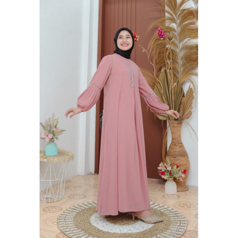 gamis ceruty tangan ballon gamis dewasa by:YULIA HD