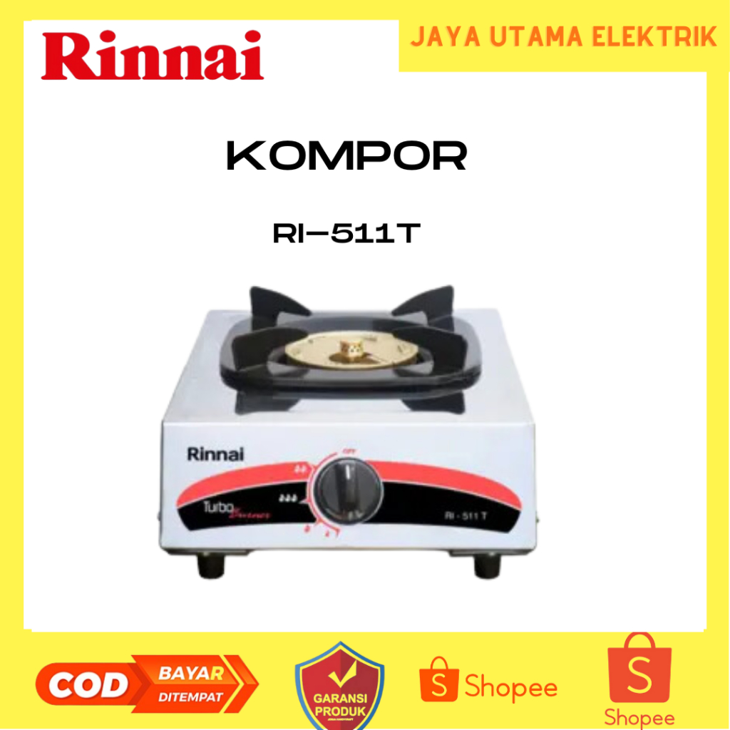 Kompor Gas Rinnai Tungku RI 511T Api Turbo / kompor 1 tungku / kompor gas / kompor