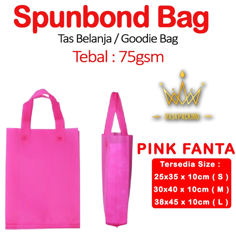 

Spunbond Goodie Bag Tas Belanja Model Tali Handle Kantong Kain - PINK