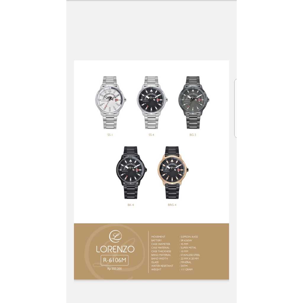 Jam Tangan Pria Lorenzo 6106 Original