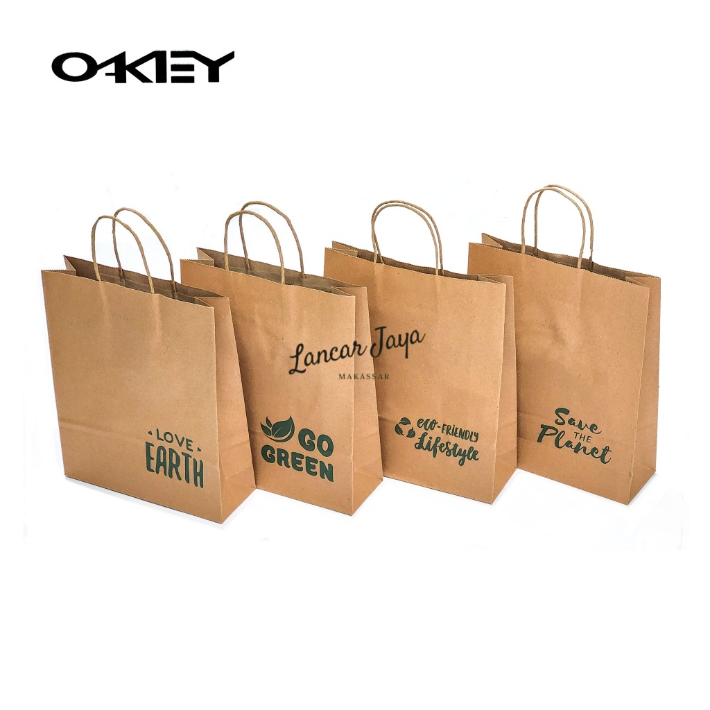 

1 PAK / 10 Pcs OKEY Kraft Paper Bag B Eco Friendly 24x29x8cm M Tanggung
