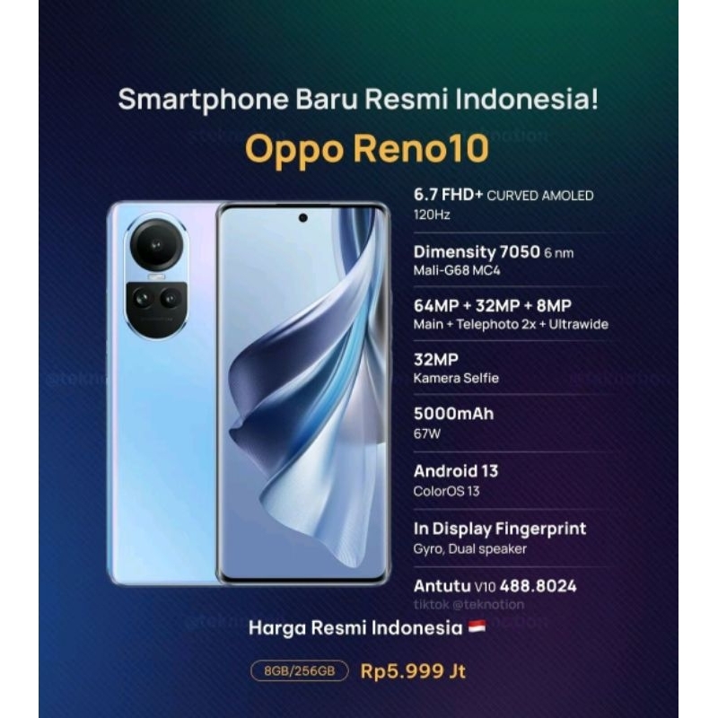 Oppo Reno 10 5G Ram 8+8GB/256GB