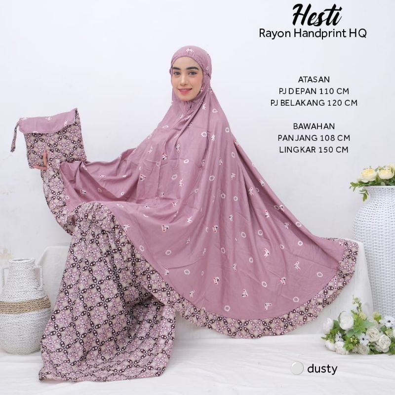 mukena HESTI rayon handprint rayon lembut jatuh tidak nerawang