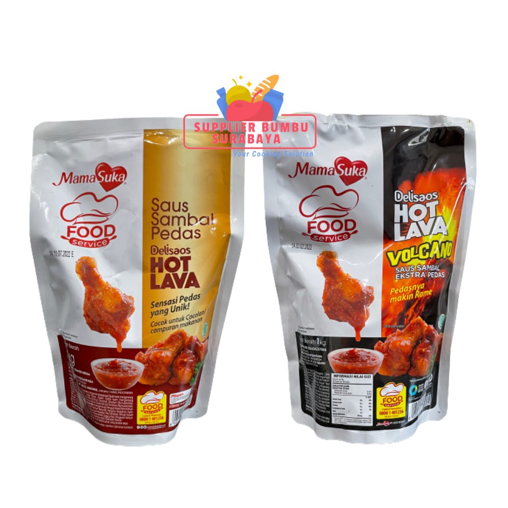 

[♾️V87/] MamaSuka - Delisaos Hot Lava Volcano Sauce Halal Kemasan Ekonomis 1Kg Super Murah