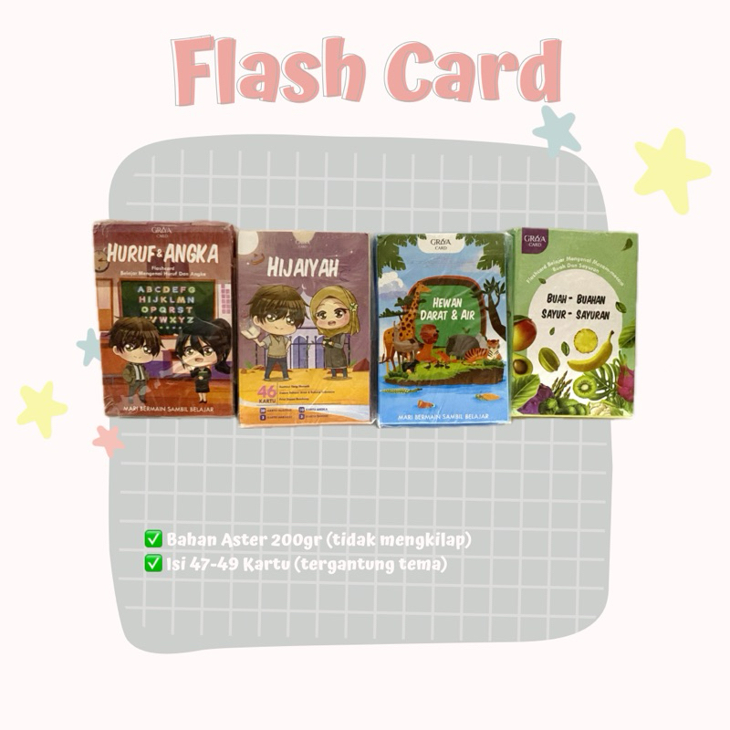Flash Card / Kartu edukasi / Flash card anak / kartu permainan anak / kartu hewan / kartu hijaiyah /