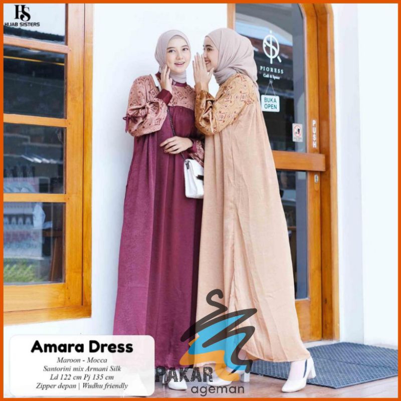 HIJAB SISTERS AMARA DRESS Long Dress Gamis Kondangan OOTD Jumbo LD 120