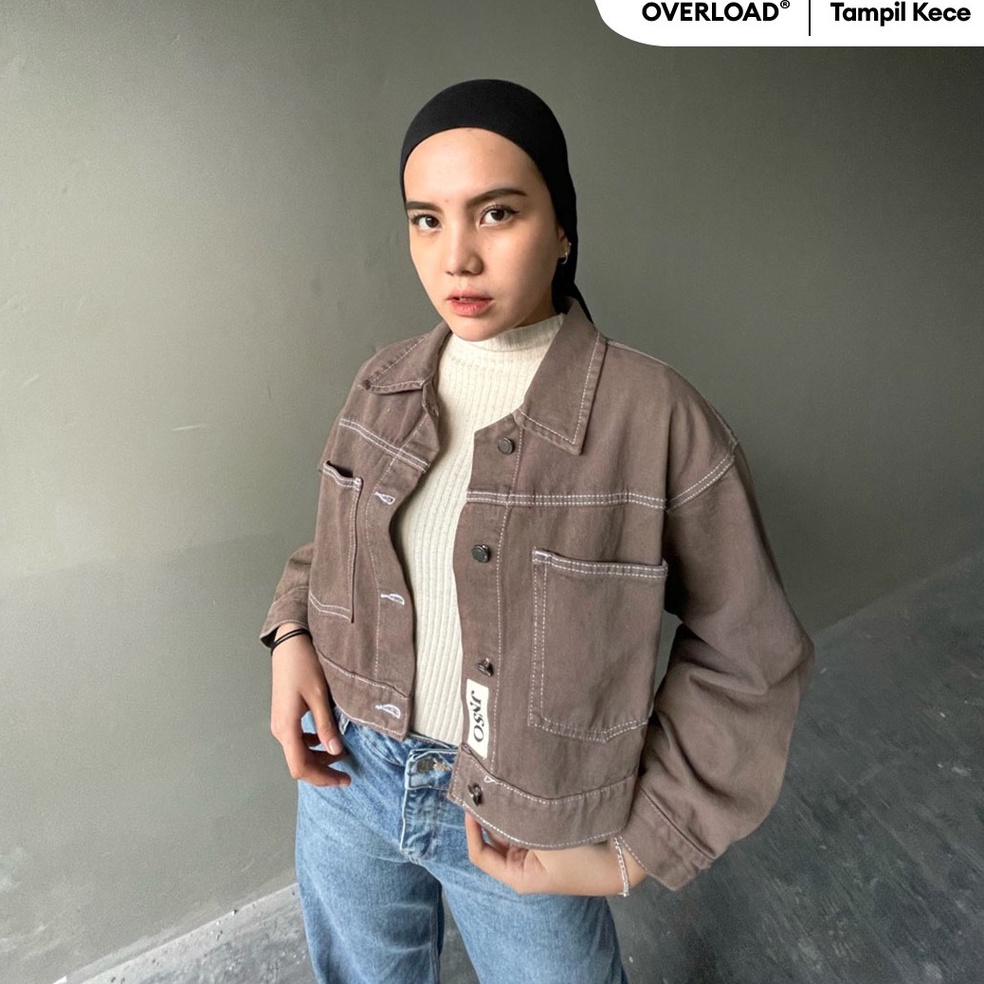 Buruan Beli JINISO Fuji Jaket Crop Jeans Oversize Cozy Caramel