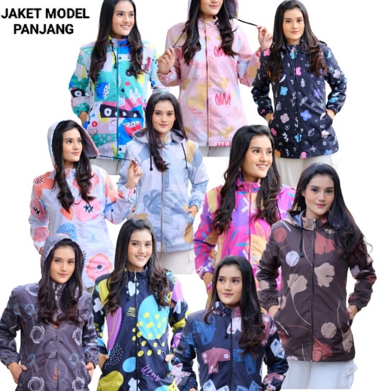 Stock baru Zhafiraoutfit Jaket Tunik Full Printing Anti Air Anti Angin Motif