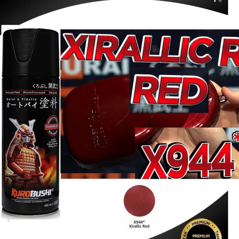 SAMURAI PAINT X944 XIRALLIC RED CAT SEMPROT SPRAY WARNA MERAH METALIK TAHAN BENSIN