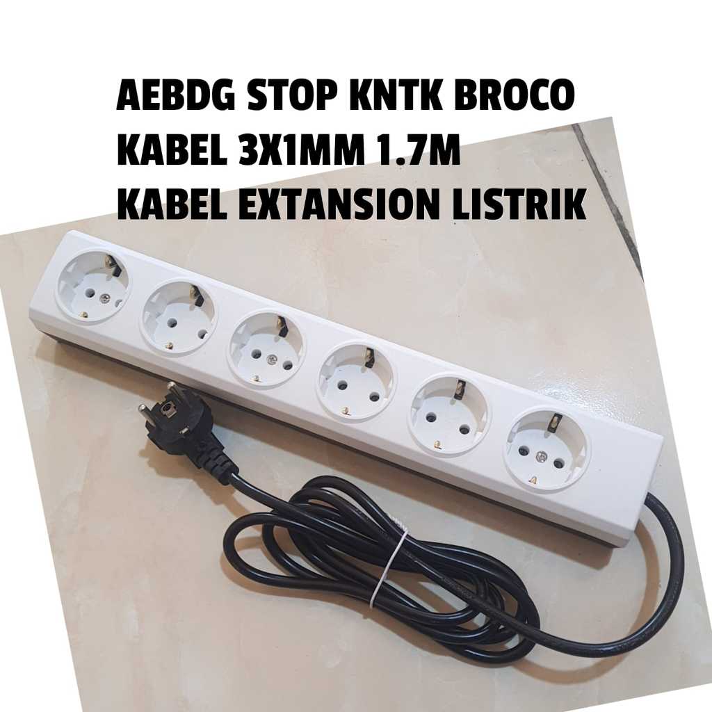 STOP KONTAK BROCO 2 3 4 5 6 LUBANG + KABEL 3X1MM 1.7 METER / TERMINAL / COLOKAN LISTRIK BROCO - KABE