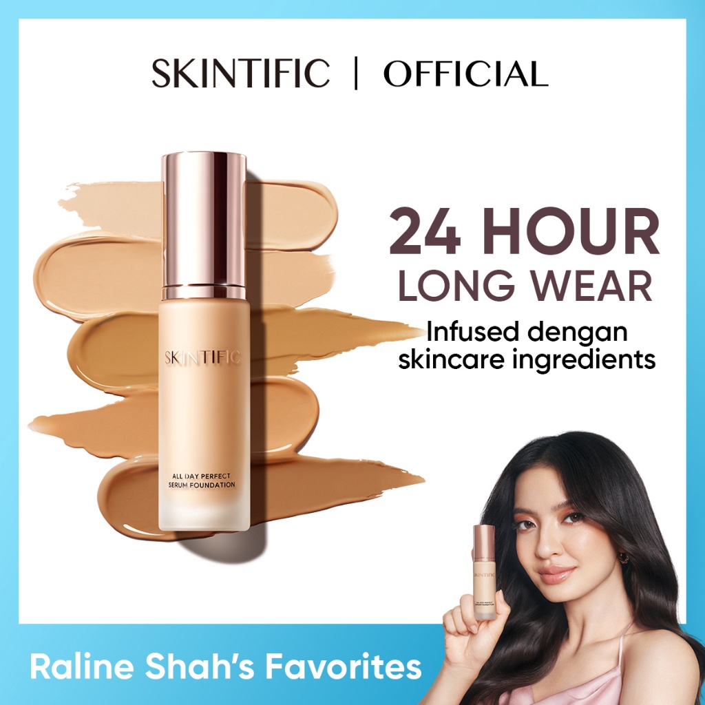 PROMO HARI INI SKINTIFIC All Day Perfect Serum Foundation Full Coverage 25ml 24 Hour Long Wear Soft 