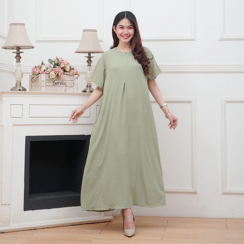 STAR BRANDS Daster Crinkle Polos Kekinian Lengan Pendek Panjang Semata Kaki Busui Jumbo LD 120 