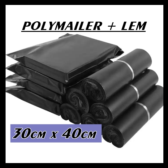 

( 30x40 cm ) Plastik Lem Polymailer Plastik Perekat Packing Paket Olshop Hitam