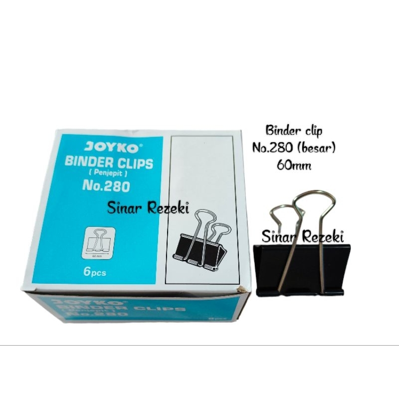 

1 kotak = 6 buah!! No.280!!Binder clip no.280 besar/binder clip/penjepit kertas no 280