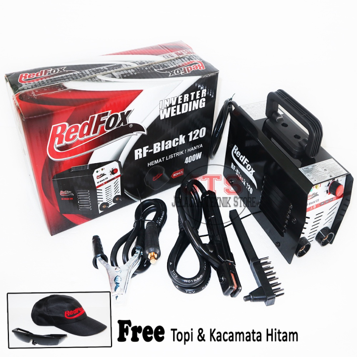 400Watt Redfox Mesin Las Inverter Welding RF120 Black Mesin Las Listrik Hemat Bonus Kacamata Dan Top