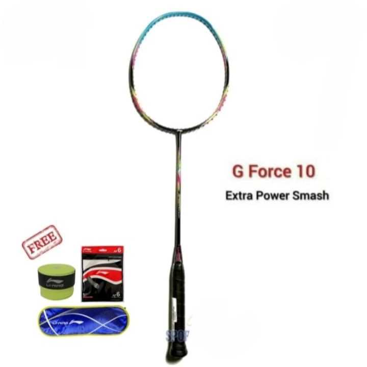 Best Paket Deal-  New Raket Badminton Lining G Force 10 / G-Force 10 Fullset - 30 LBS