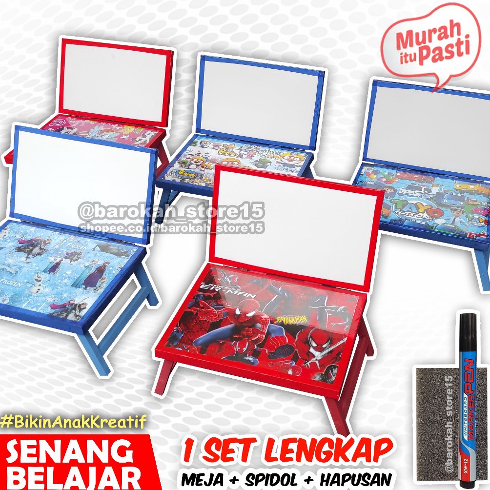 

[✳K92/] Meja Belajar Papan Tulis Anak Karakter White Board Penyangga Kayu Minimalis Ekonomis Kado Anak Get it now