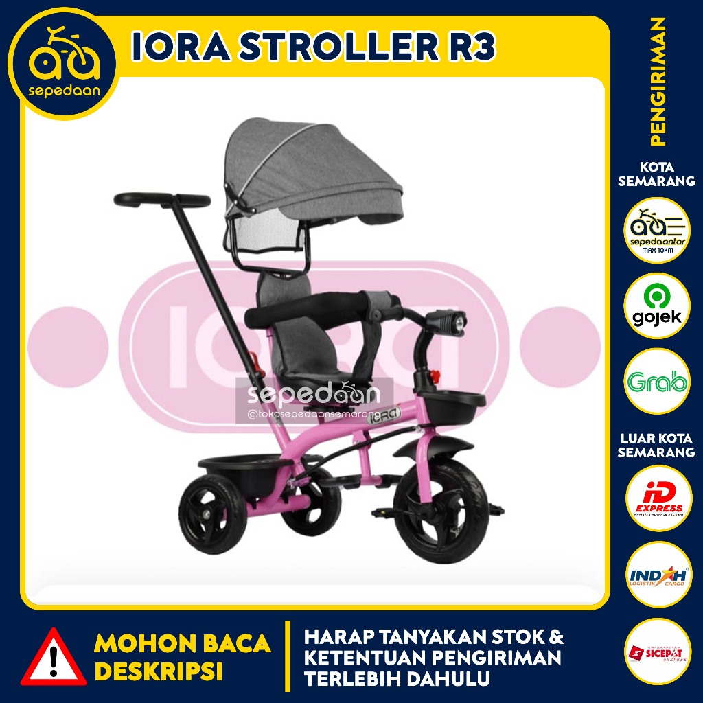 Sepeda Roda Tiga Anak IORA - Stroller Bike Bayi Cowok Cewek Laki-laki Perempuan
