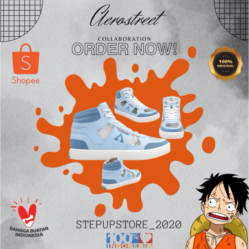 Aerostreet X Le Minerale 38-44 Putih Biru Muda Pastel - Sepatu Sneakers