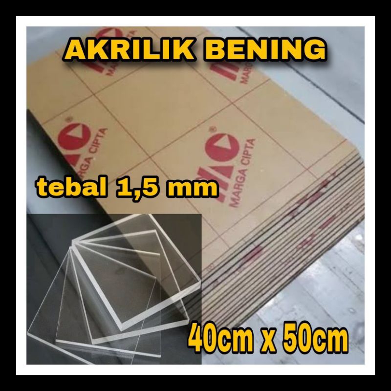 Akrilik/Akrilik Lembaran bening 1,5mm/Acrylic bening 40x50