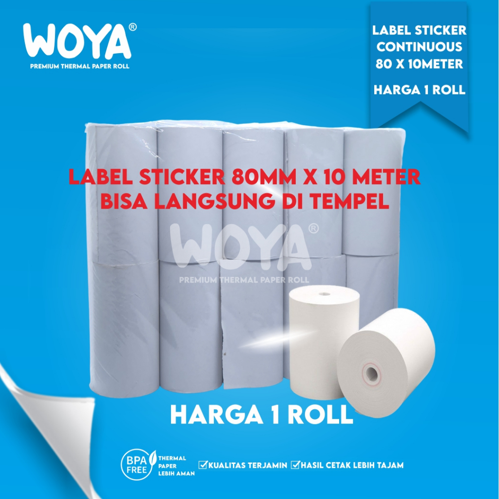 

KERTAS THERMAL LABEL STIKER 80MM PANJANG 10 METER CONTINUOUS KERTAS RESI MARKETPLACE 80X40 80 MM X 10 METER TEBAL - LABEL THERMAL STICKER / LABEL 80MM X 40MM