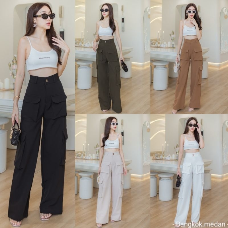 - BANGKOK MEDAN - READY CELANA HW CULLOTE BIG BOX CARGO PANT/CELANA KULOT CARGO WANITA BKK