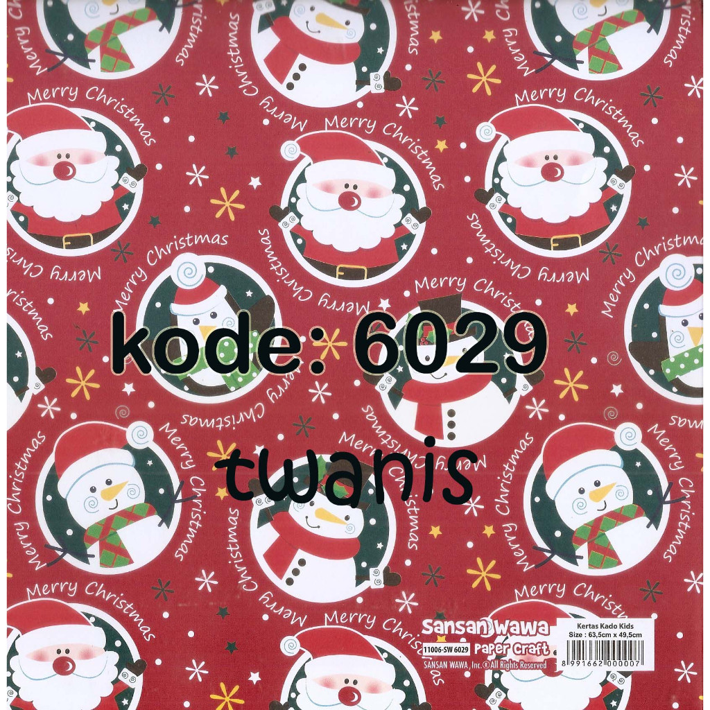 

Kertas Kado Natal Christmas Wrapping SANWA kode 6029 isi 25 lembar bisa campur motif lain